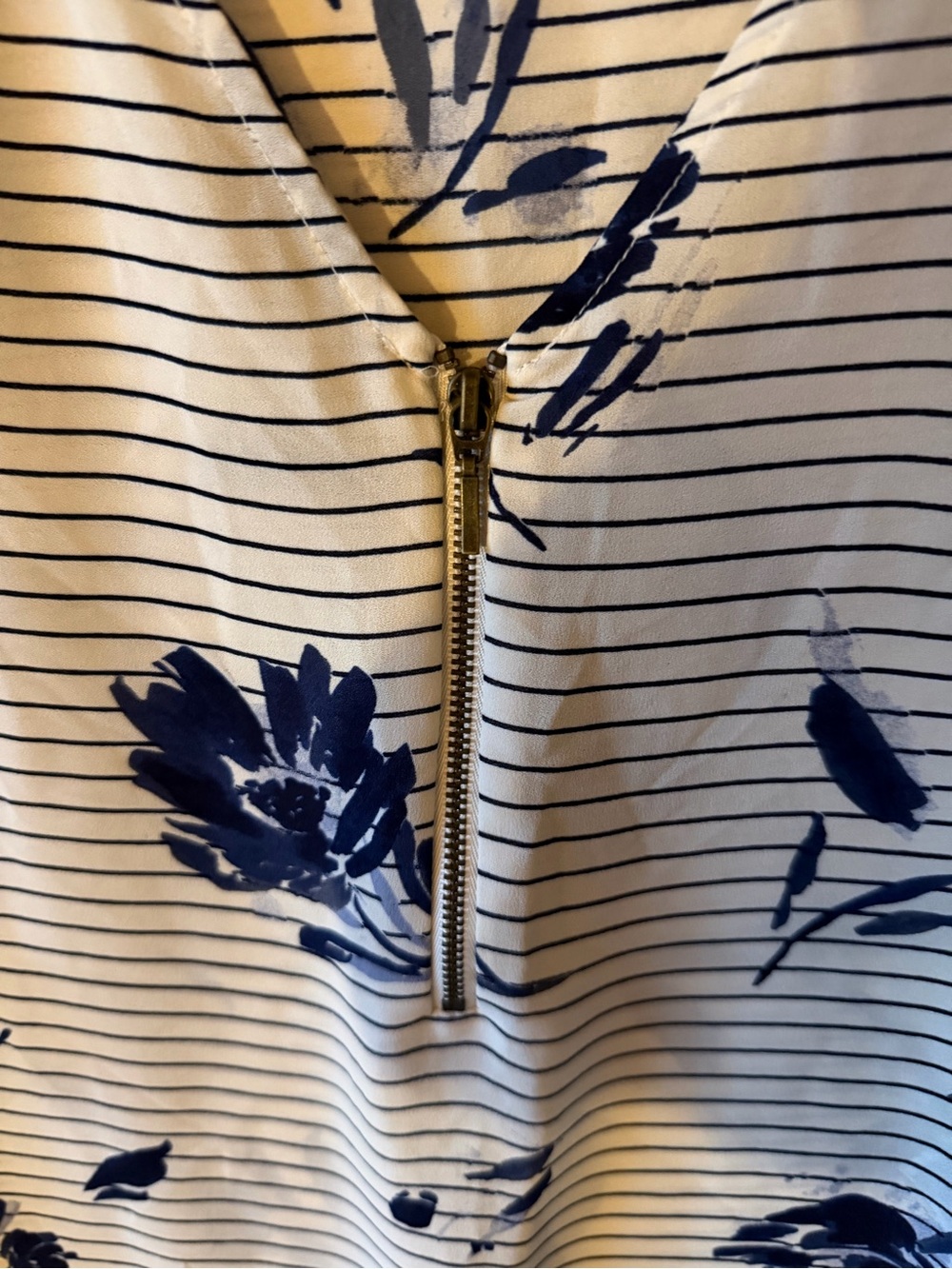 Maurices Navy Floral Striped V-Neck Top - Picture 3 of 4